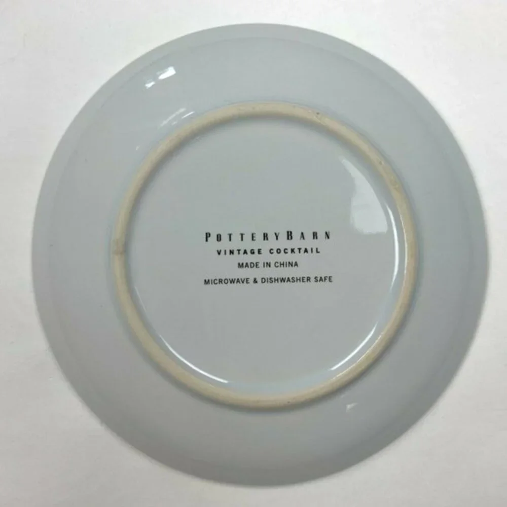 Pottery Barn Vintage Poster Cocktail Plate‎ Rare 2002 8'' FLORIO S.O.M